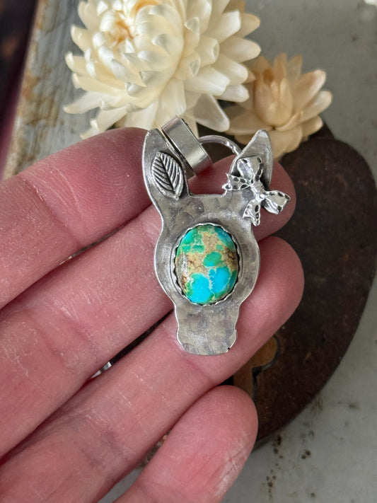 Sterling donkey/burro pendant with Sonoran Gold Turquoise