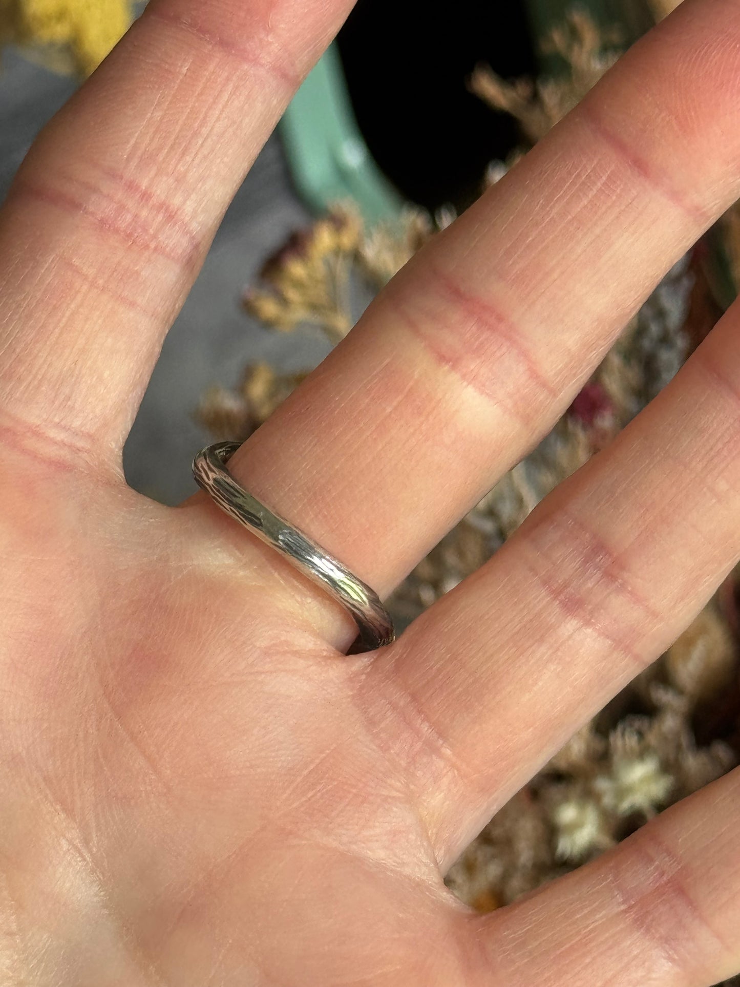 Twig wrap around sterling ring with Lone Mountain Turquoise