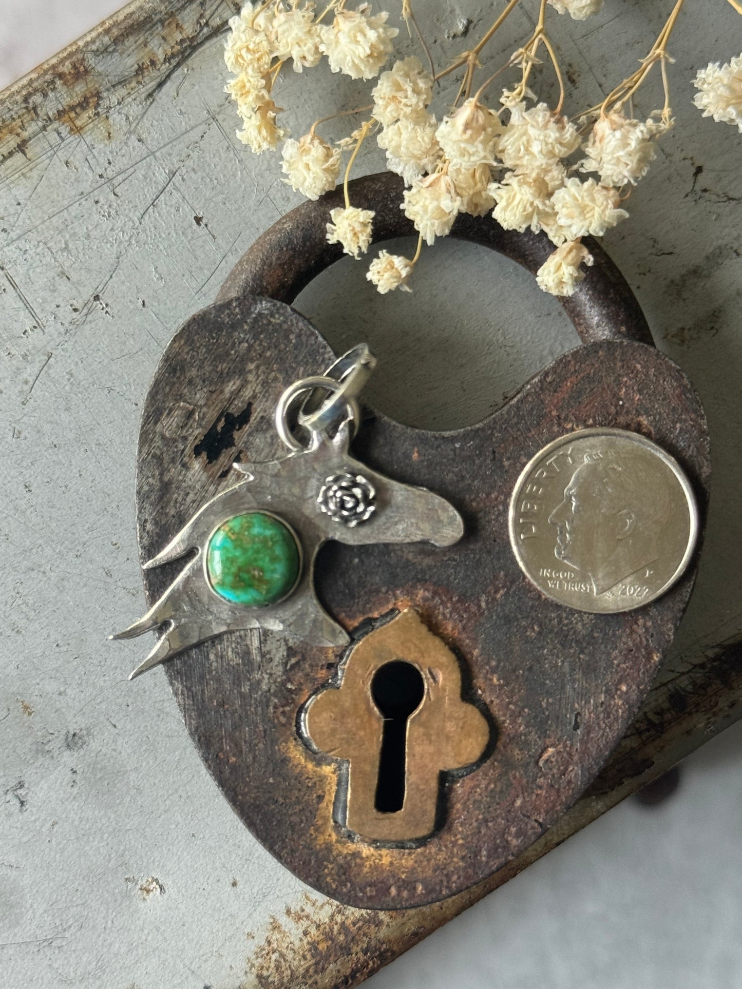 Horse Face sterling pendant with Sonoran Gold Turquoise