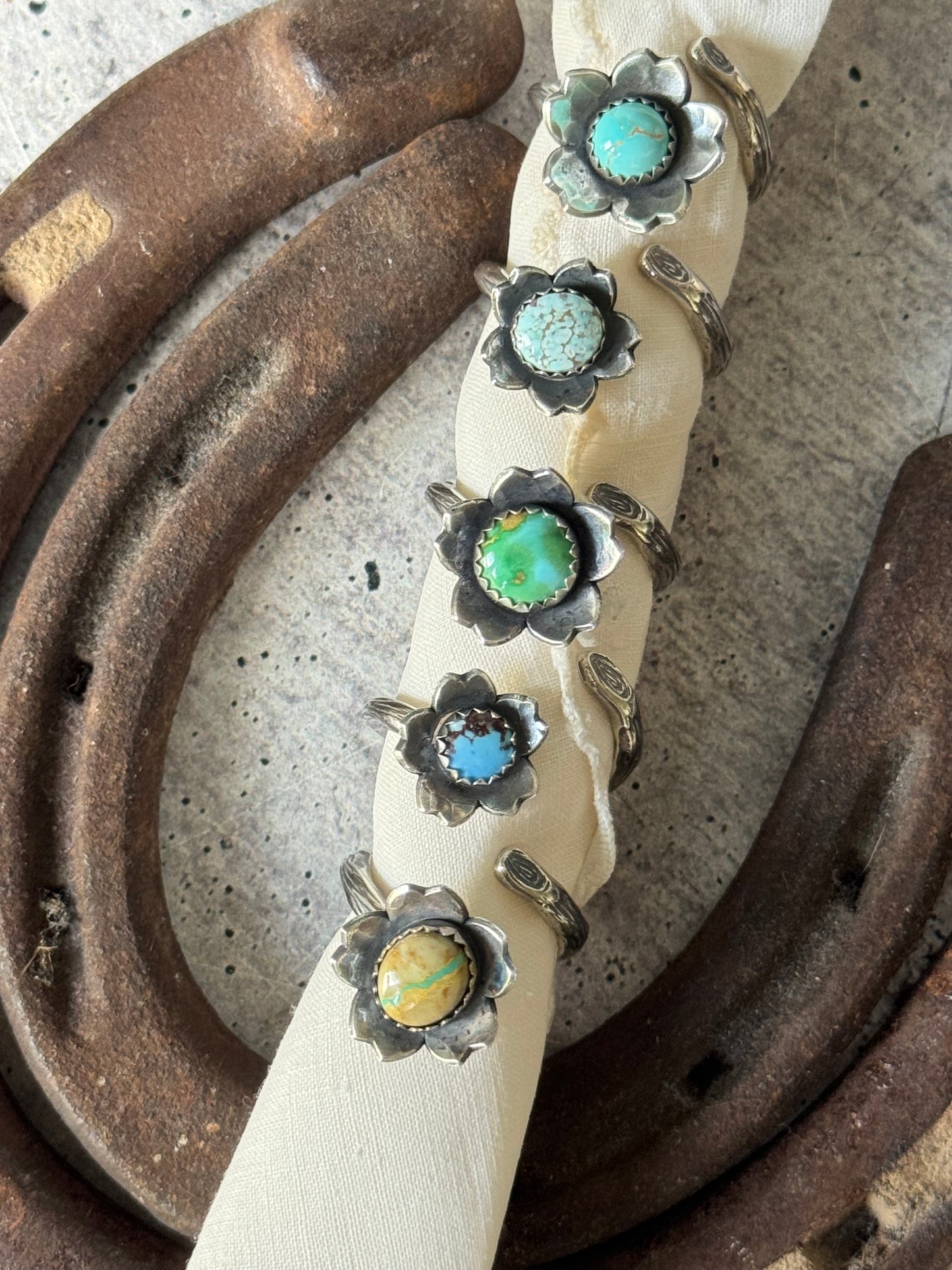 Twig wrap around sterling ring with #8 Turquoise