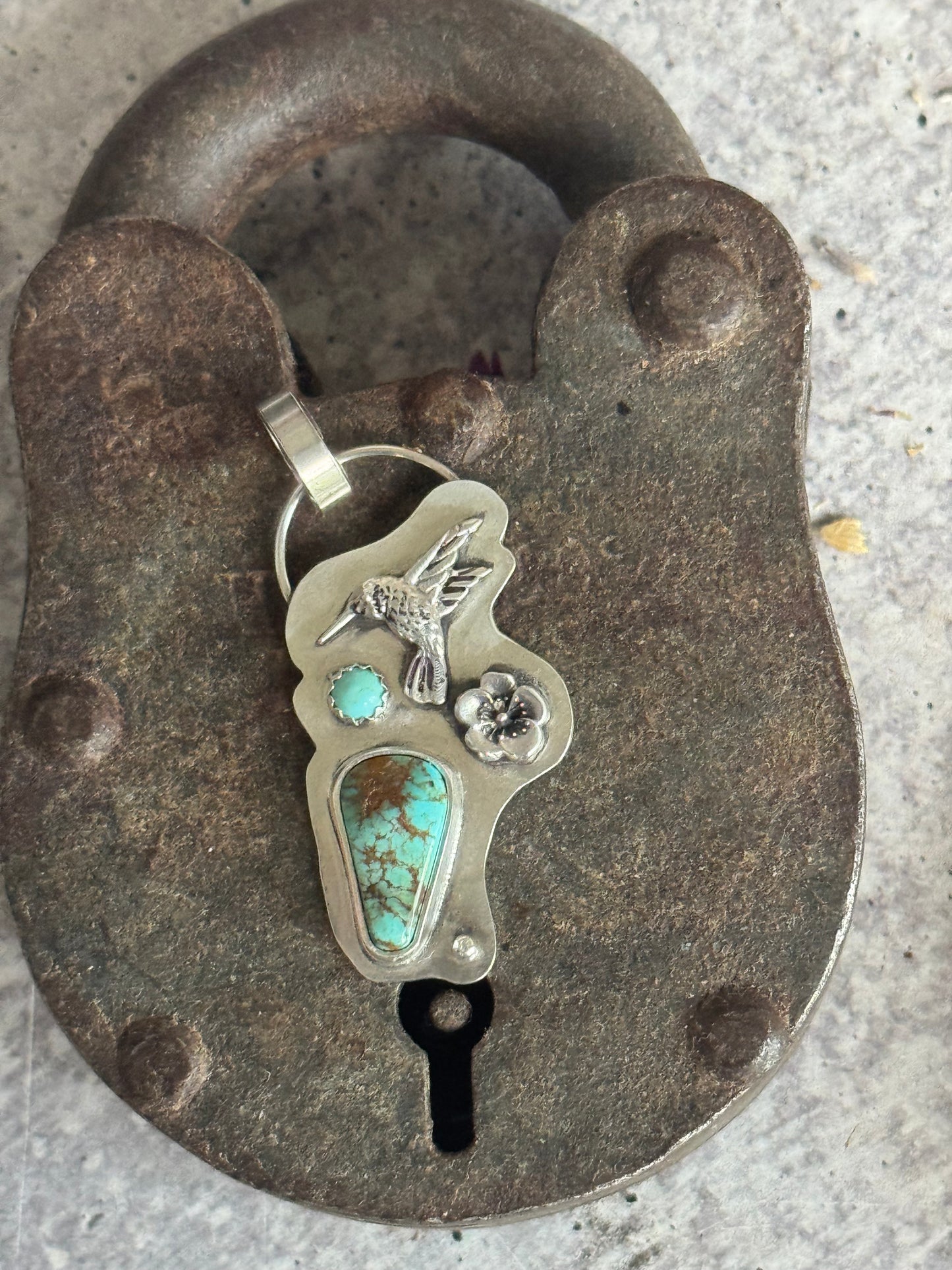 Pilot Mountain sterling hummingbird pendant