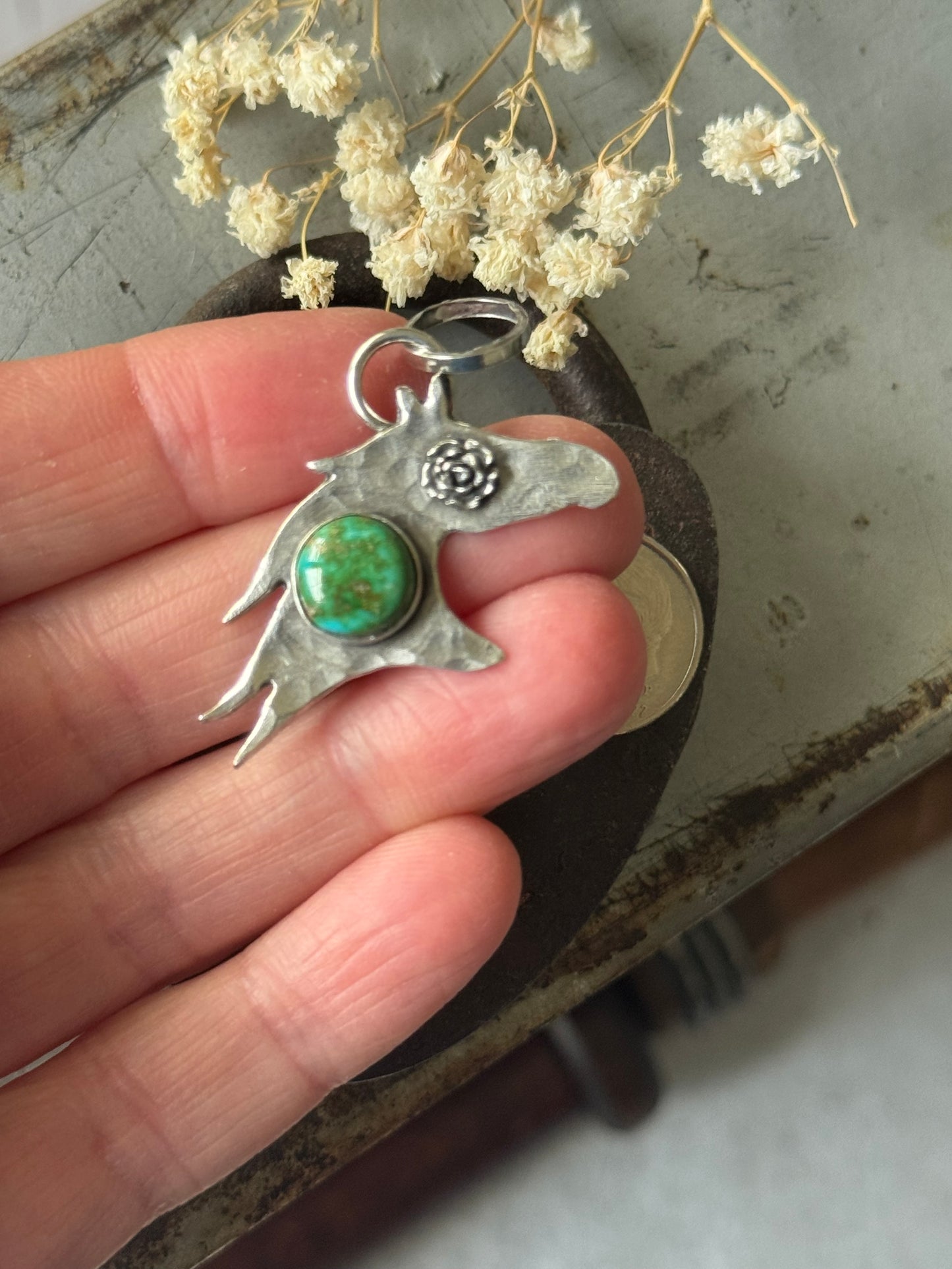 Horse Face sterling pendant with Sonoran Gold Turquoise