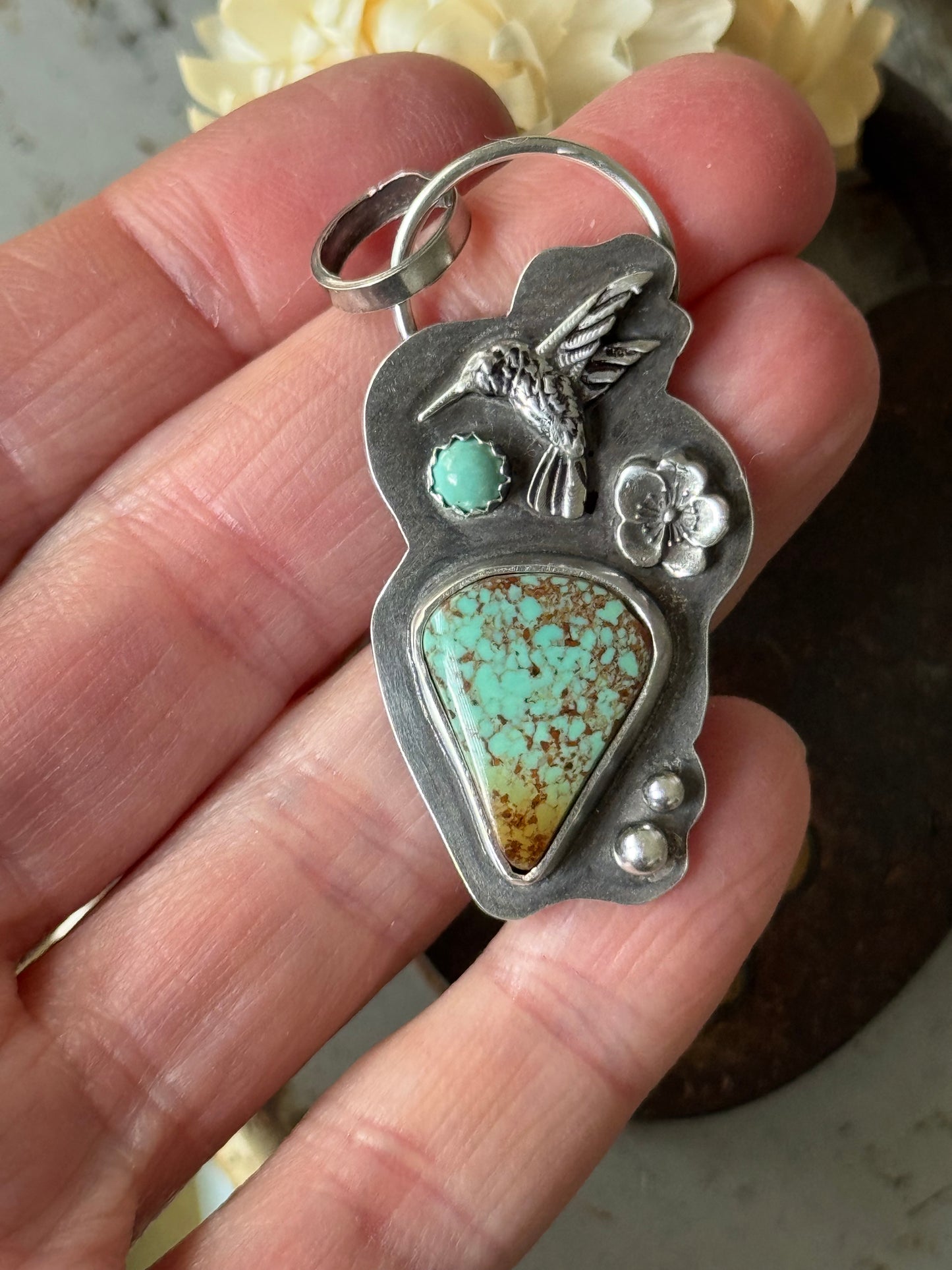 Royston Turquoise Hummingbird sterling pendant