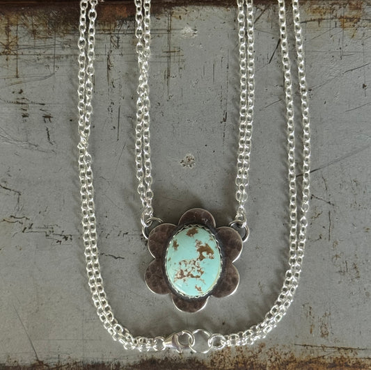 Blooming Dry Creek Turquoise sterling necklace