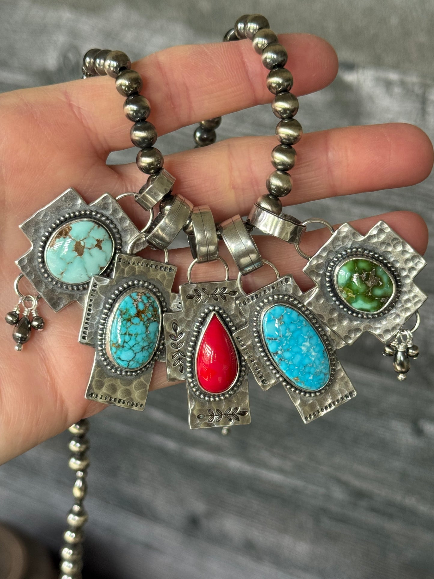 Kingman Turquoise sterling cross pendant