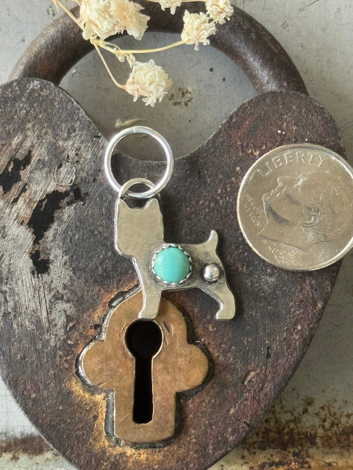 Dog charm with Kingman Turquoise