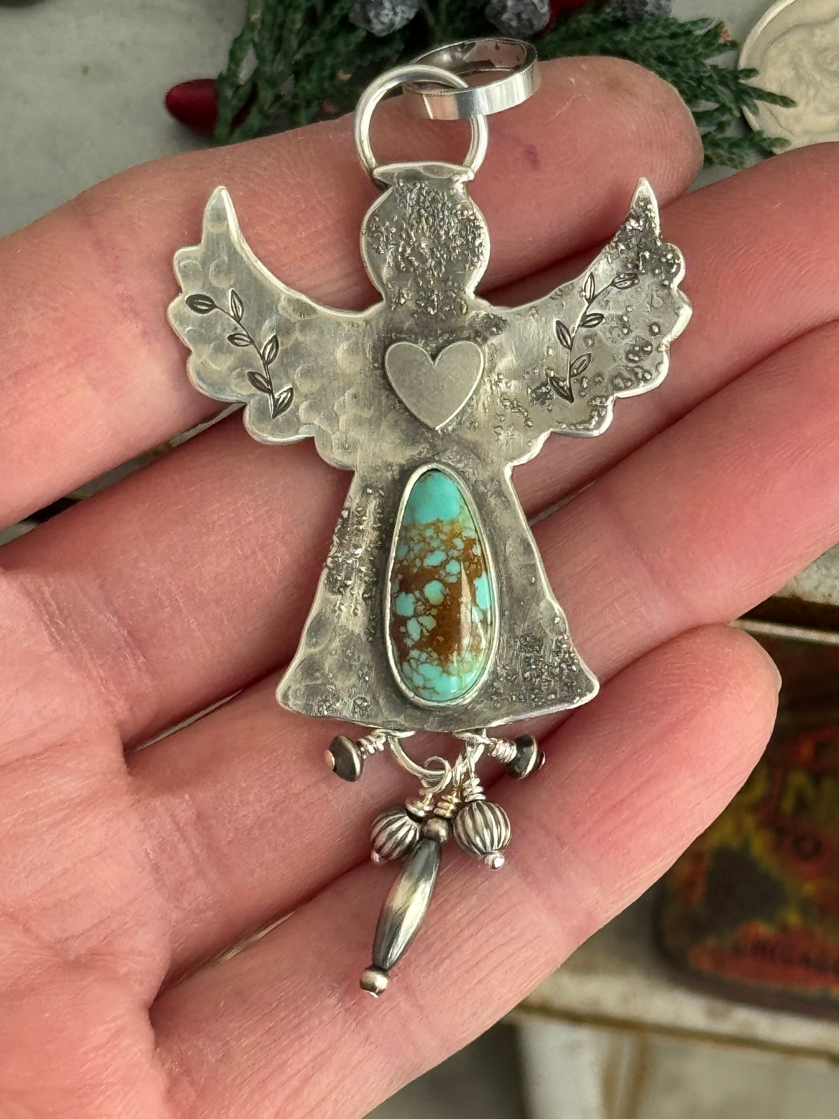Kingman Turquoise Sterling Angel pendant