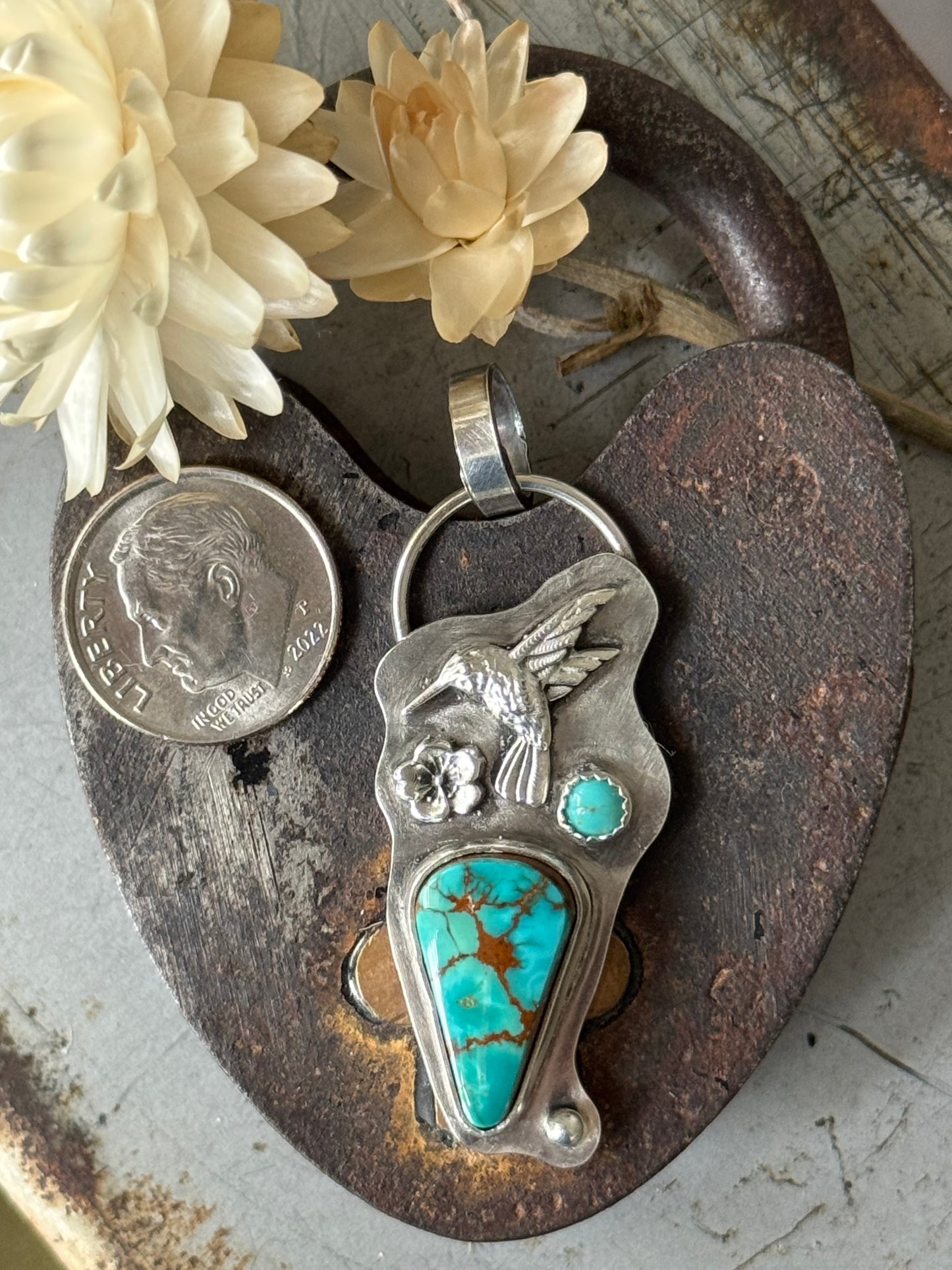Pilot Mountain Hummingbird sterling pendant