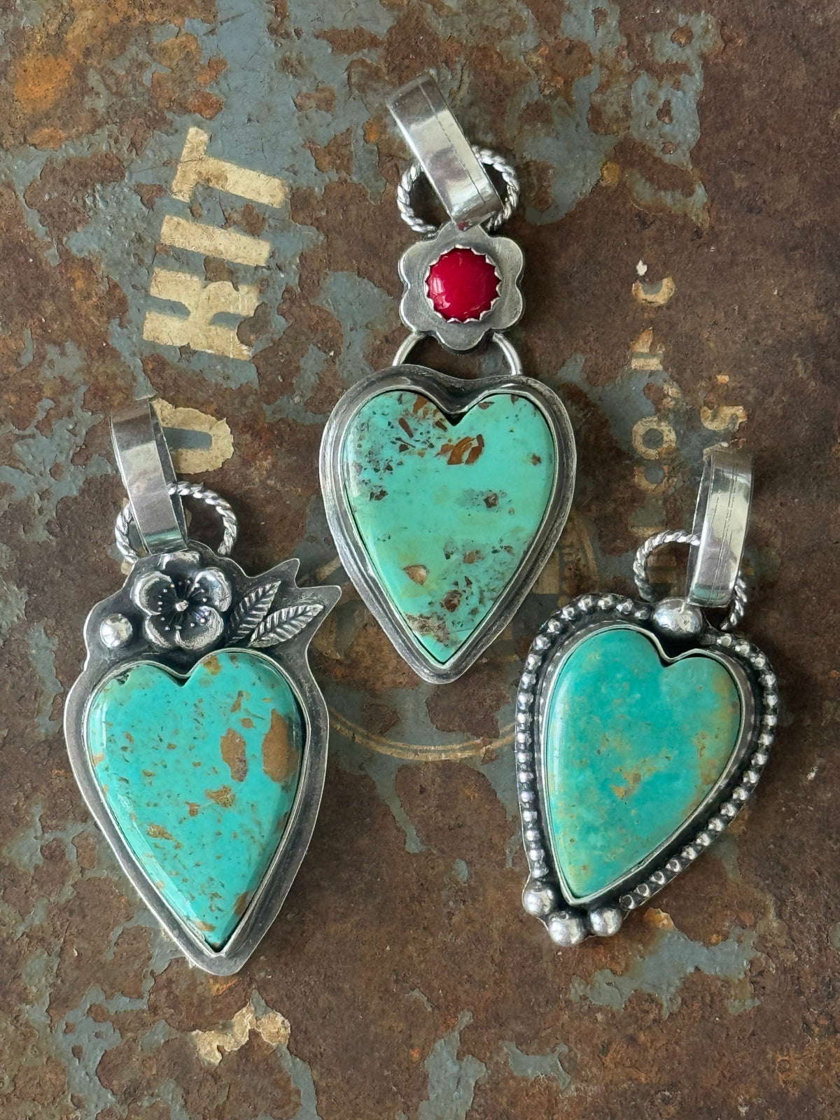Kingman Turquoise sterling heart pendant