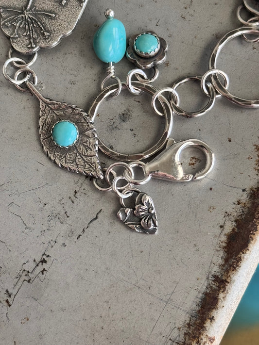 Royston Turquoise sterling wishing flower bracelet