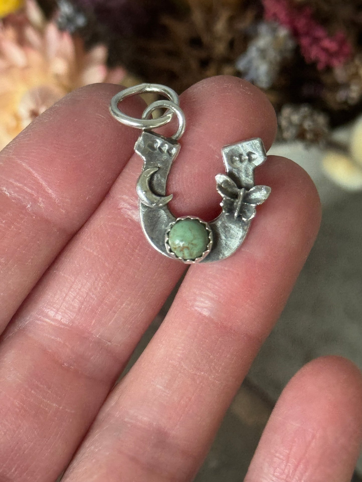 Kingman Turquoise Sterling Horseshoe pendant