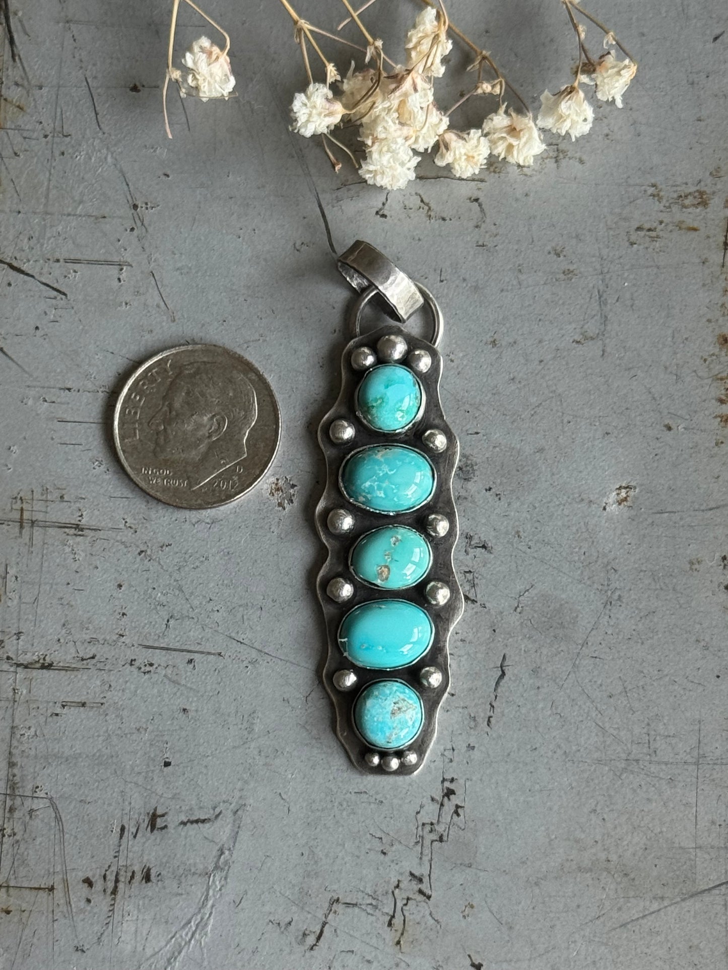 Lone Mountain Turquoise sterling pendant only (necklace sold separately)