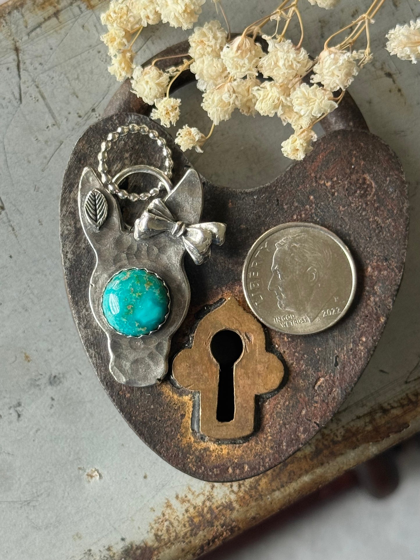Sterling donkey/burro pendant with Sonoran Gold Turquoise
