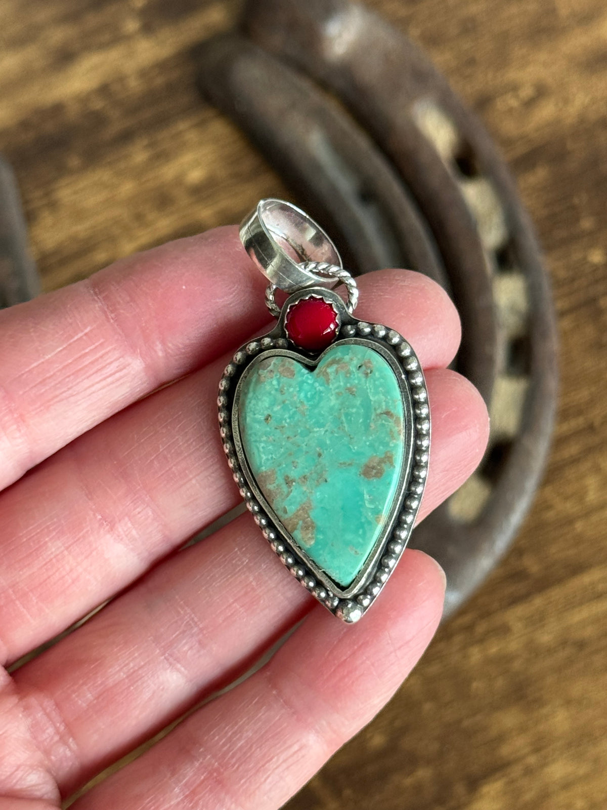 Kingman Turquoise sterling heart pendant
