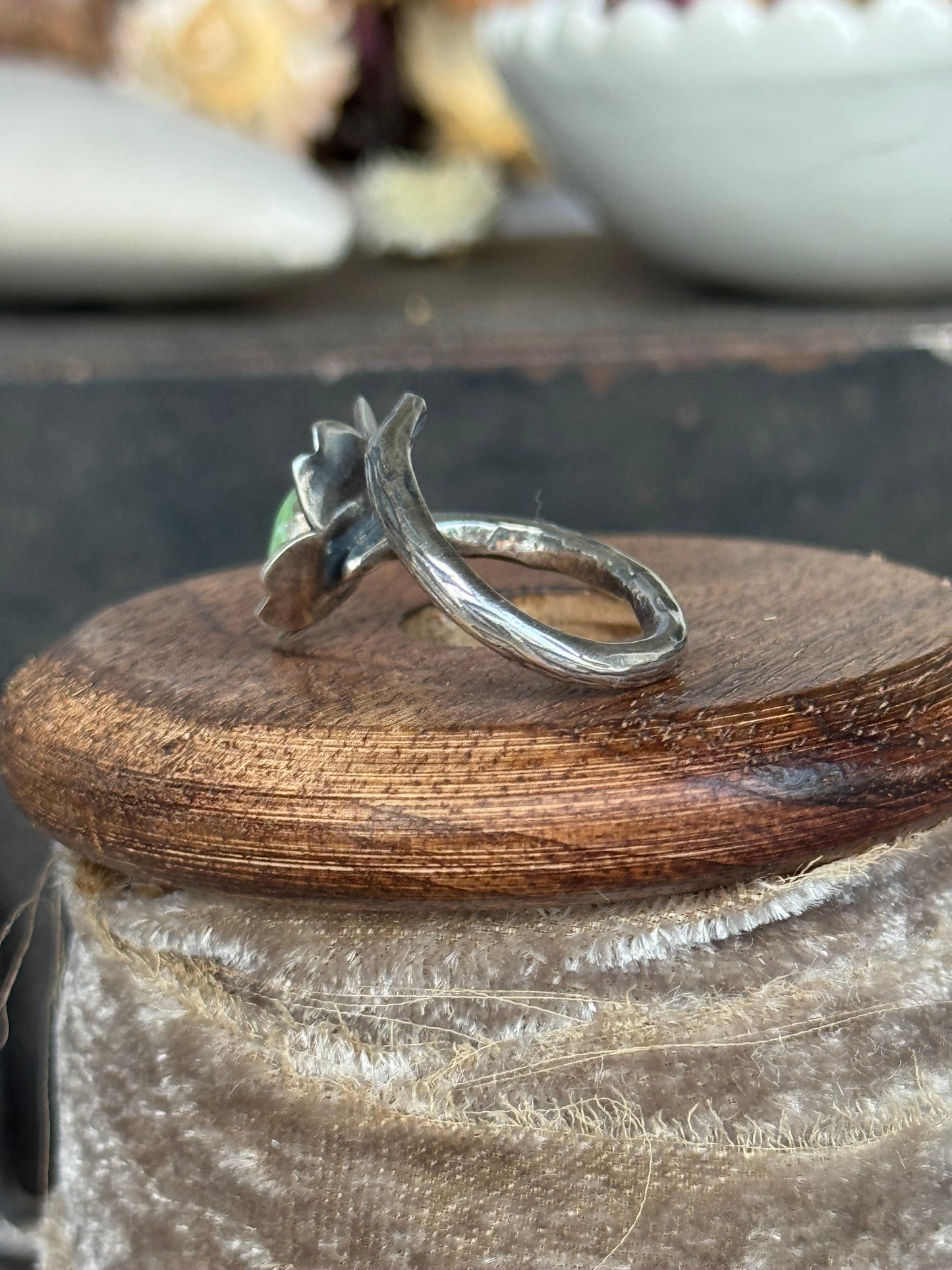 Twig wrap around sterling ring with Sonoran Gold Turquoise