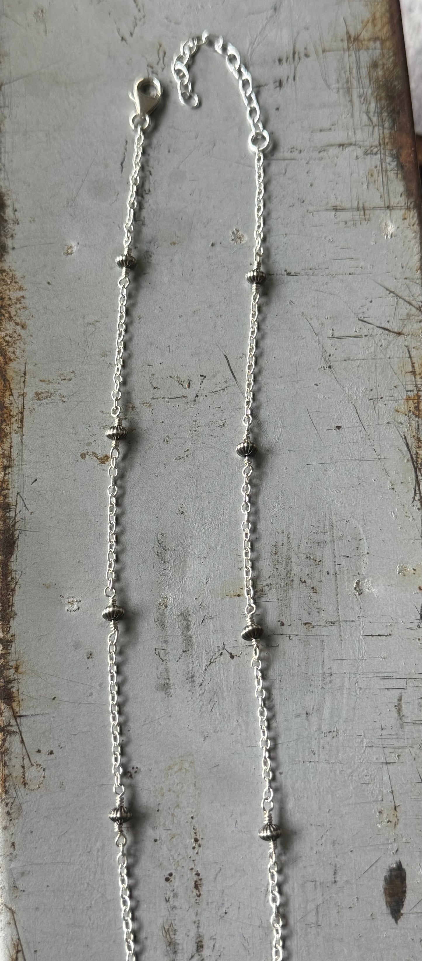 Hand wired sterling bead necklace only (pendant sold separately)