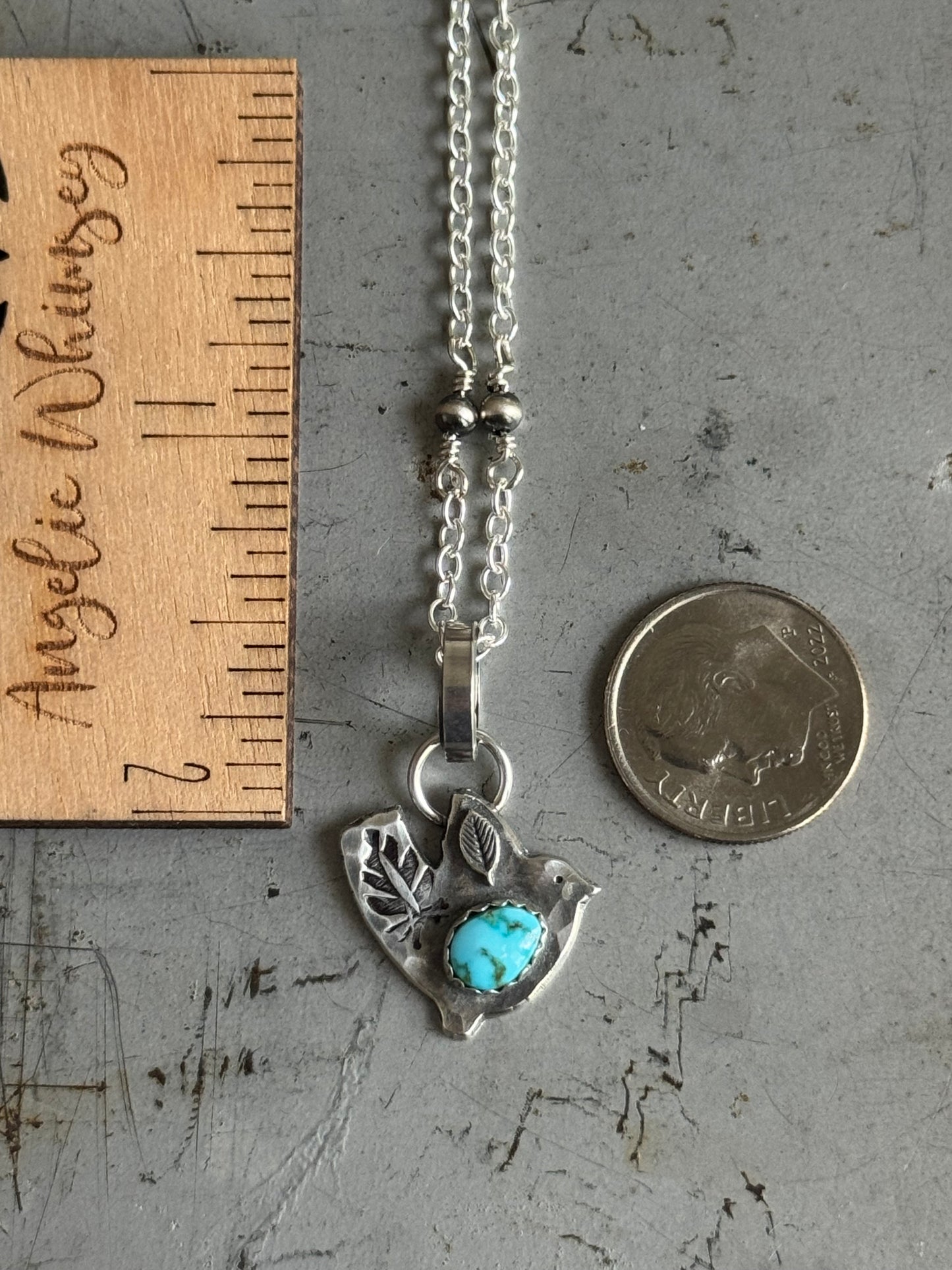 Sonoran Gold Turquoise Birdie sterling beaded necklace