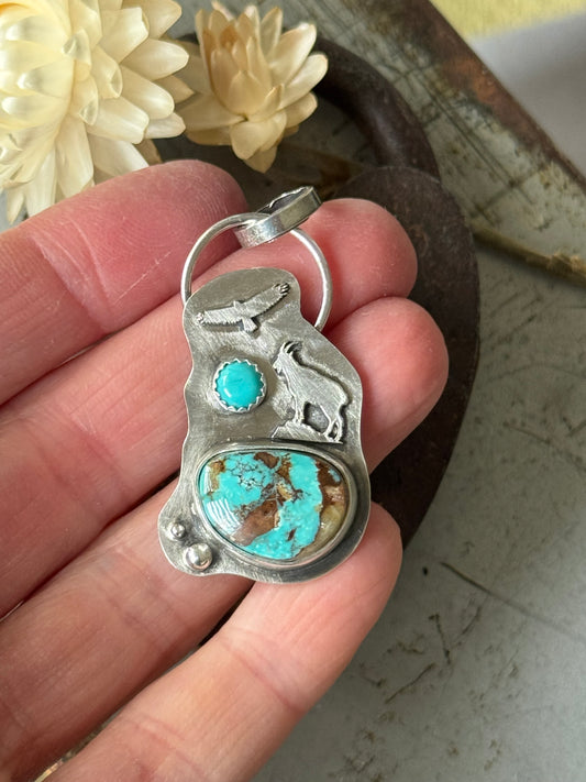 Royston Turquoise sterling Mountain Goat pendant