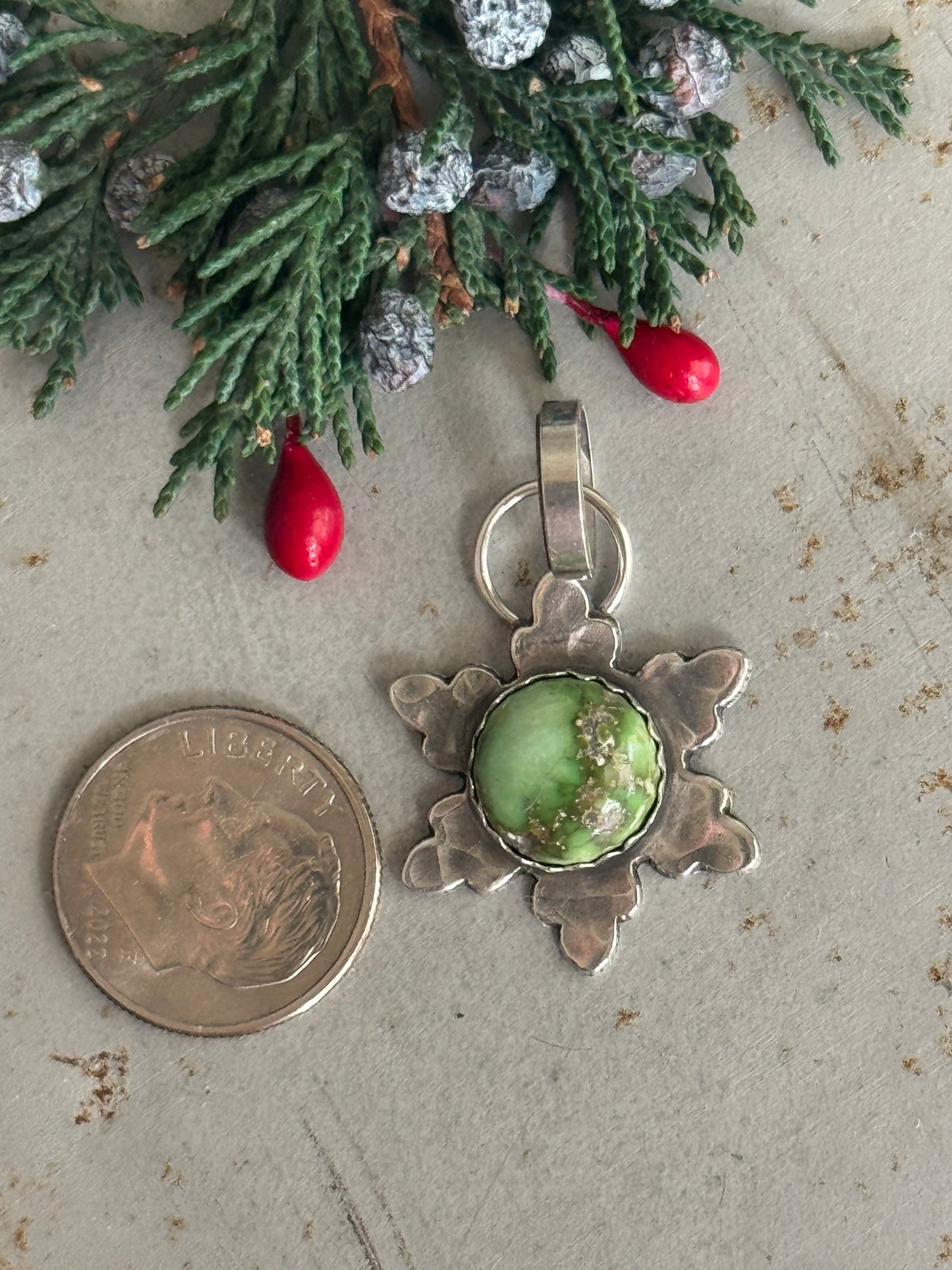 Sonoran Gold Turquoise sterling snowflake pendant