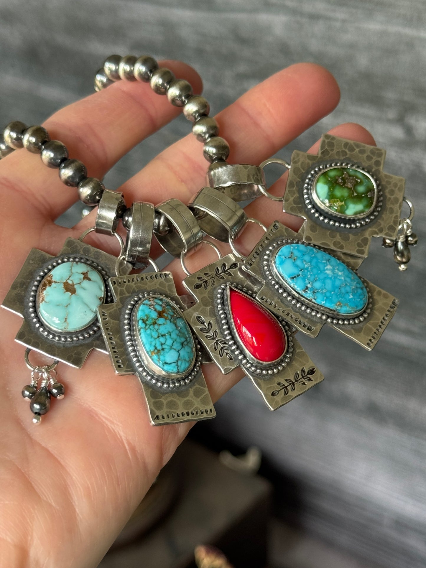 Kingman Turquoise sterling cross pendant