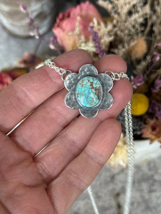 Blooming Dry Creek Turquoise sterling necklace