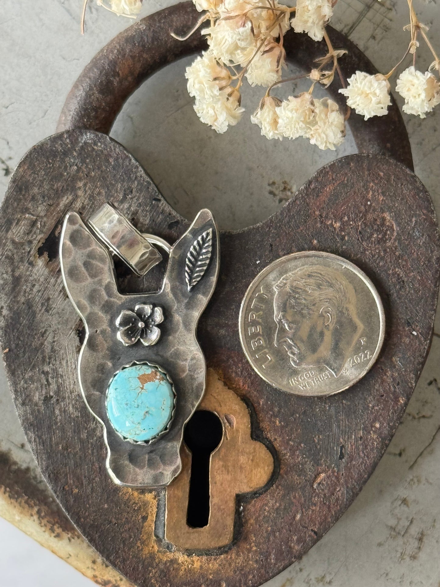 Dry Creek Turquoise sterling Burro pendant