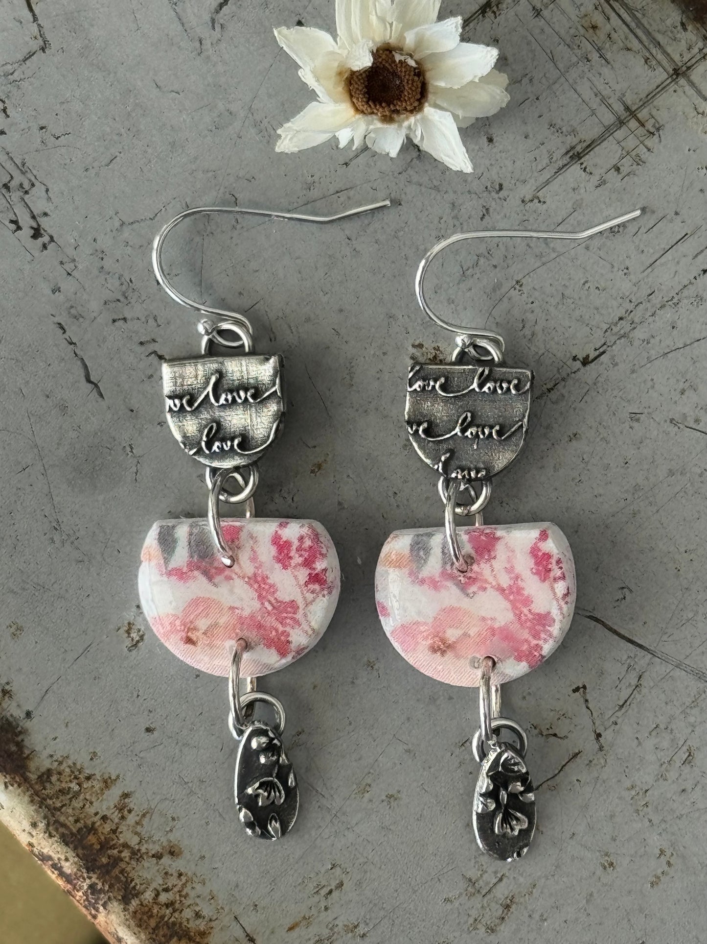 Love spring flower earrings