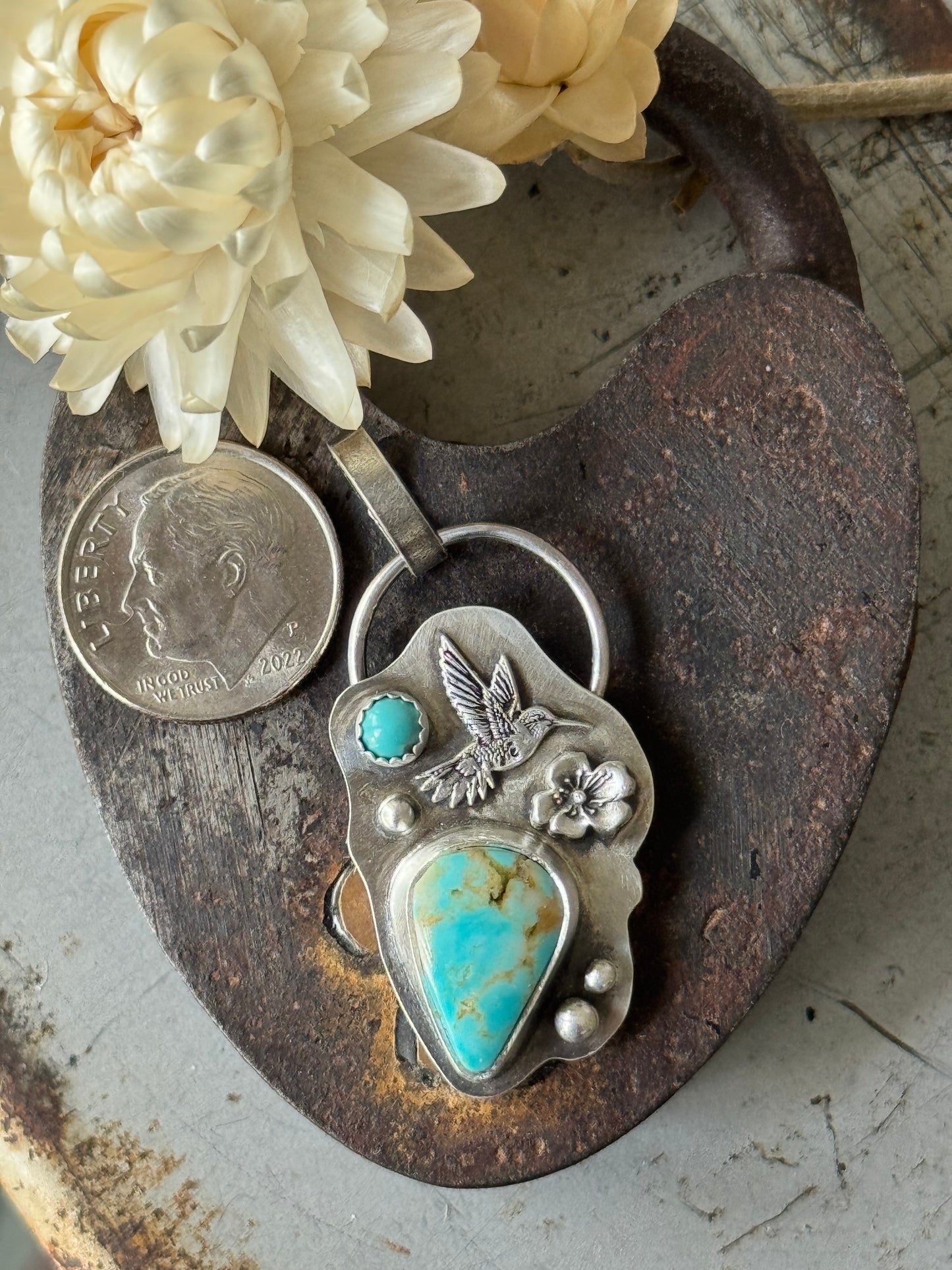 Lone Mountain Hummingbird sterling pendant