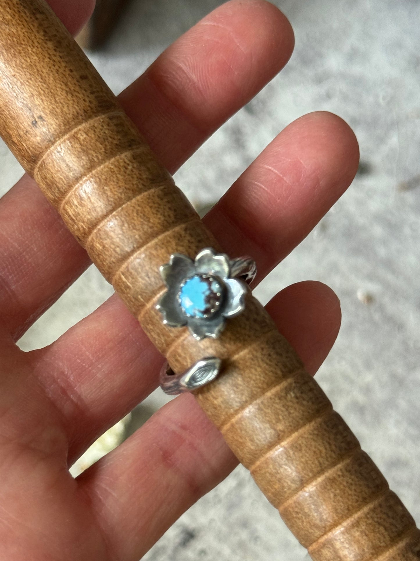 Twig wrap around sterling ring with Golden Hills Turquoise