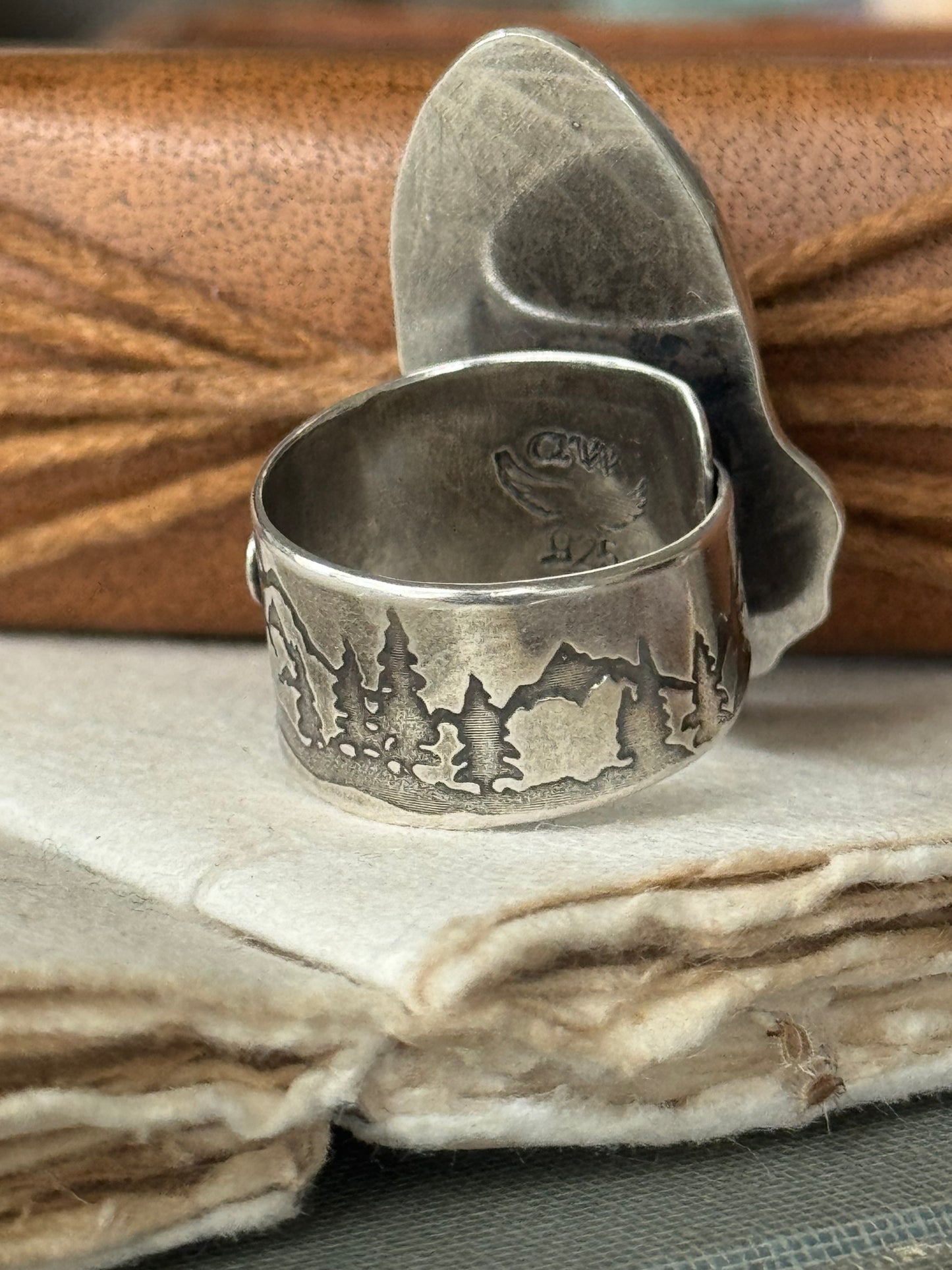 Polychrome Jasper Adjustable sterling mountain ring