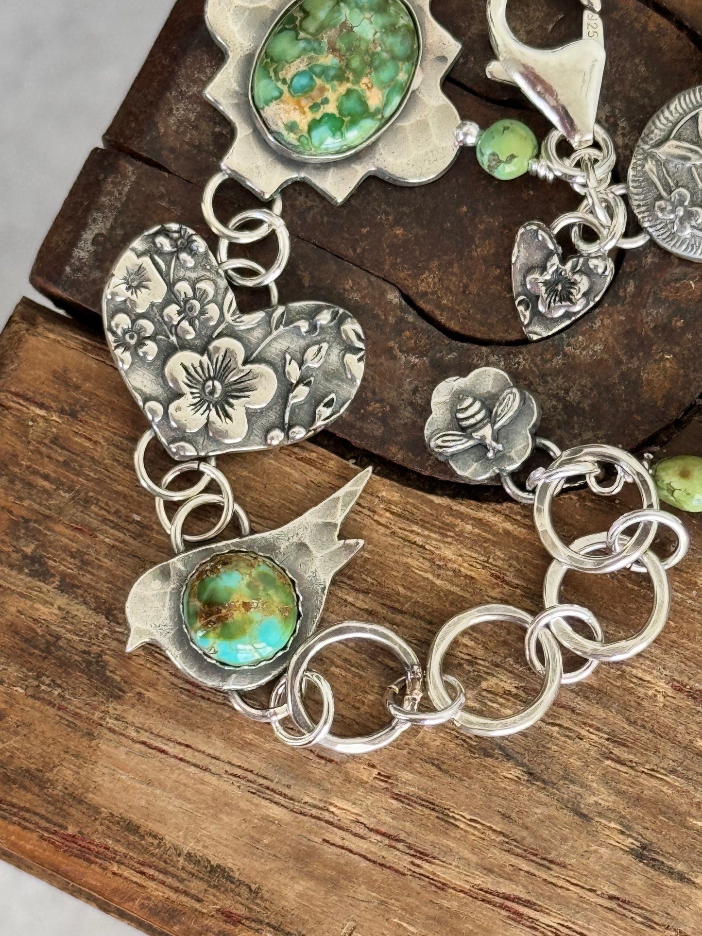 Sonoran Gold Turquoise sterling bird bracelet