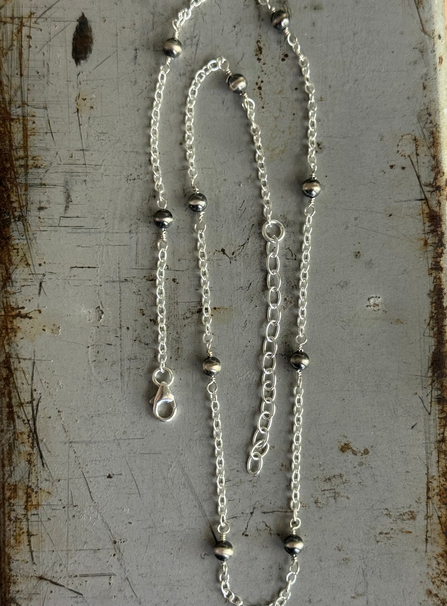 Made to Order Sterling hand wired Desert Pearl necklace only (pendant sold separately)