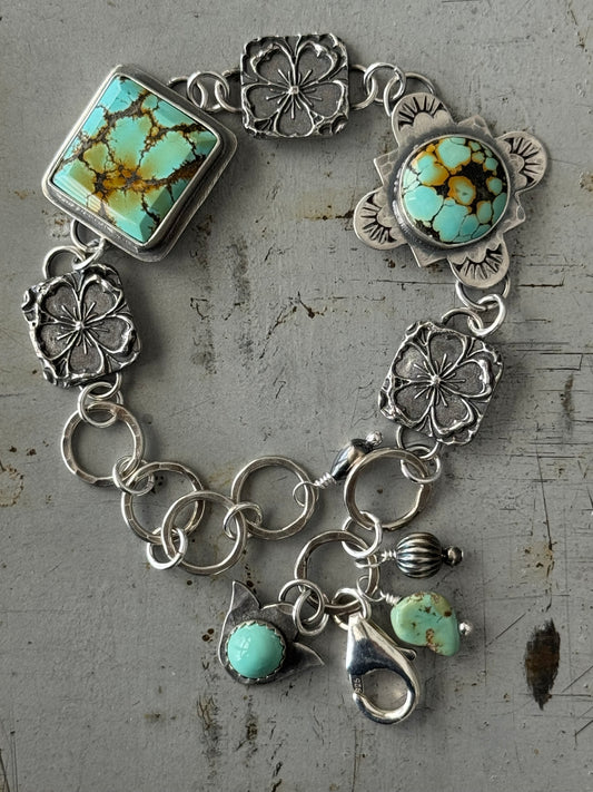 Treasure Mountain Turquoise sterling floral bracelet