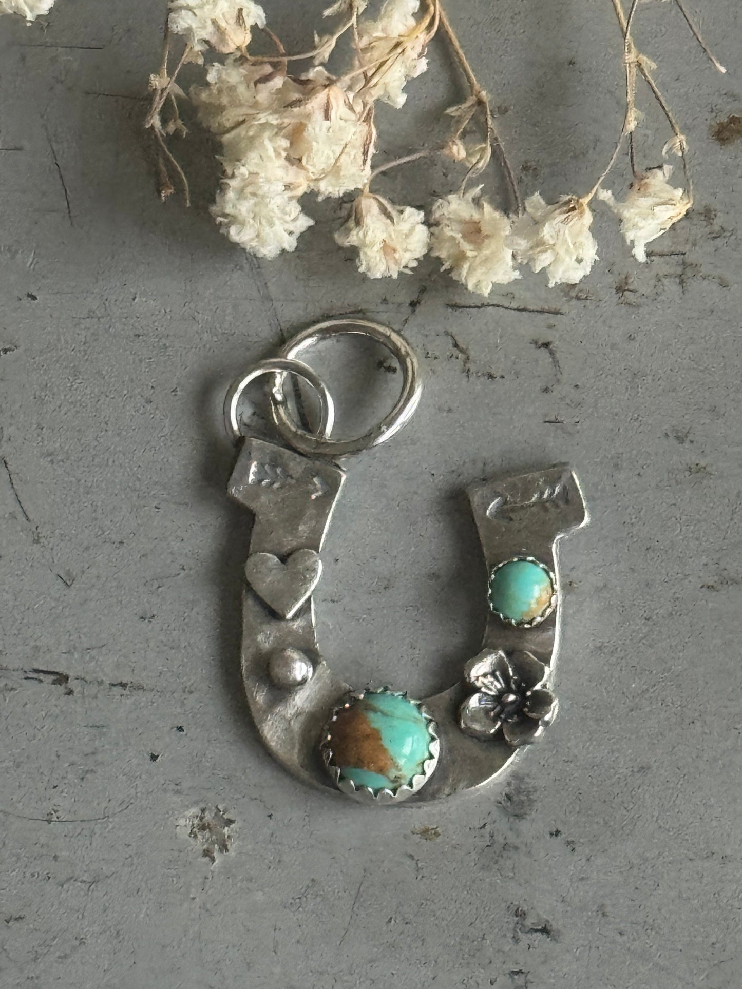 Kingman Turquoise Sterling Horseshoe pendant