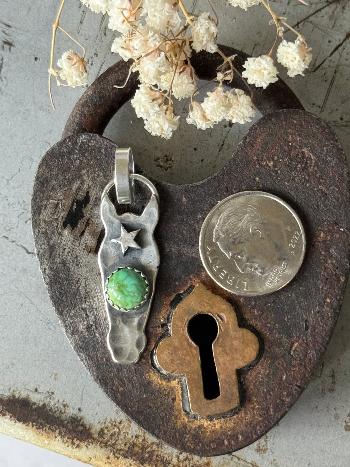 Sonoran gold Turquoise sterling horse pendant