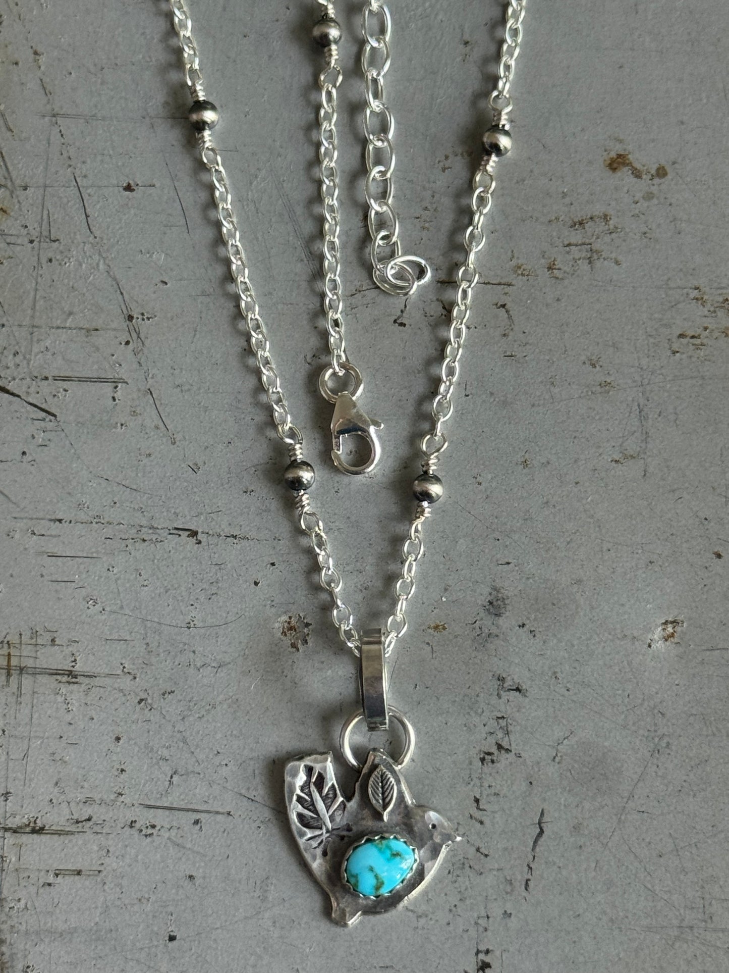 Sonoran Gold Turquoise Birdie sterling beaded necklace