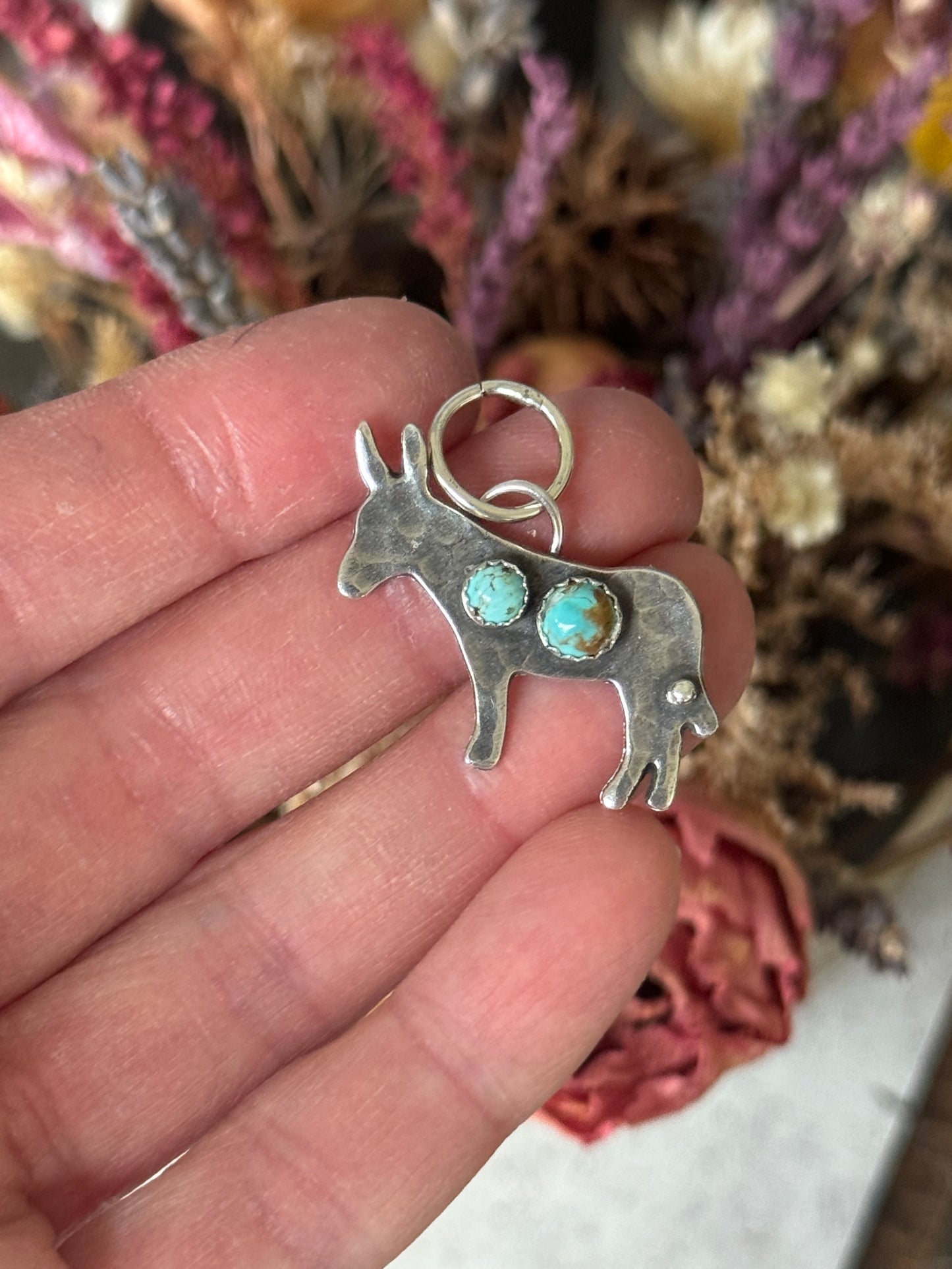 Kingman Turquoise Sterling Donkey pendant