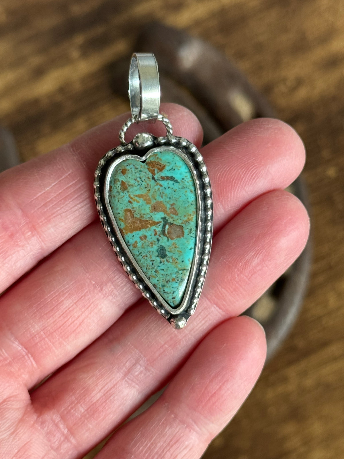 Kingman Turquoise sterling heart pendant