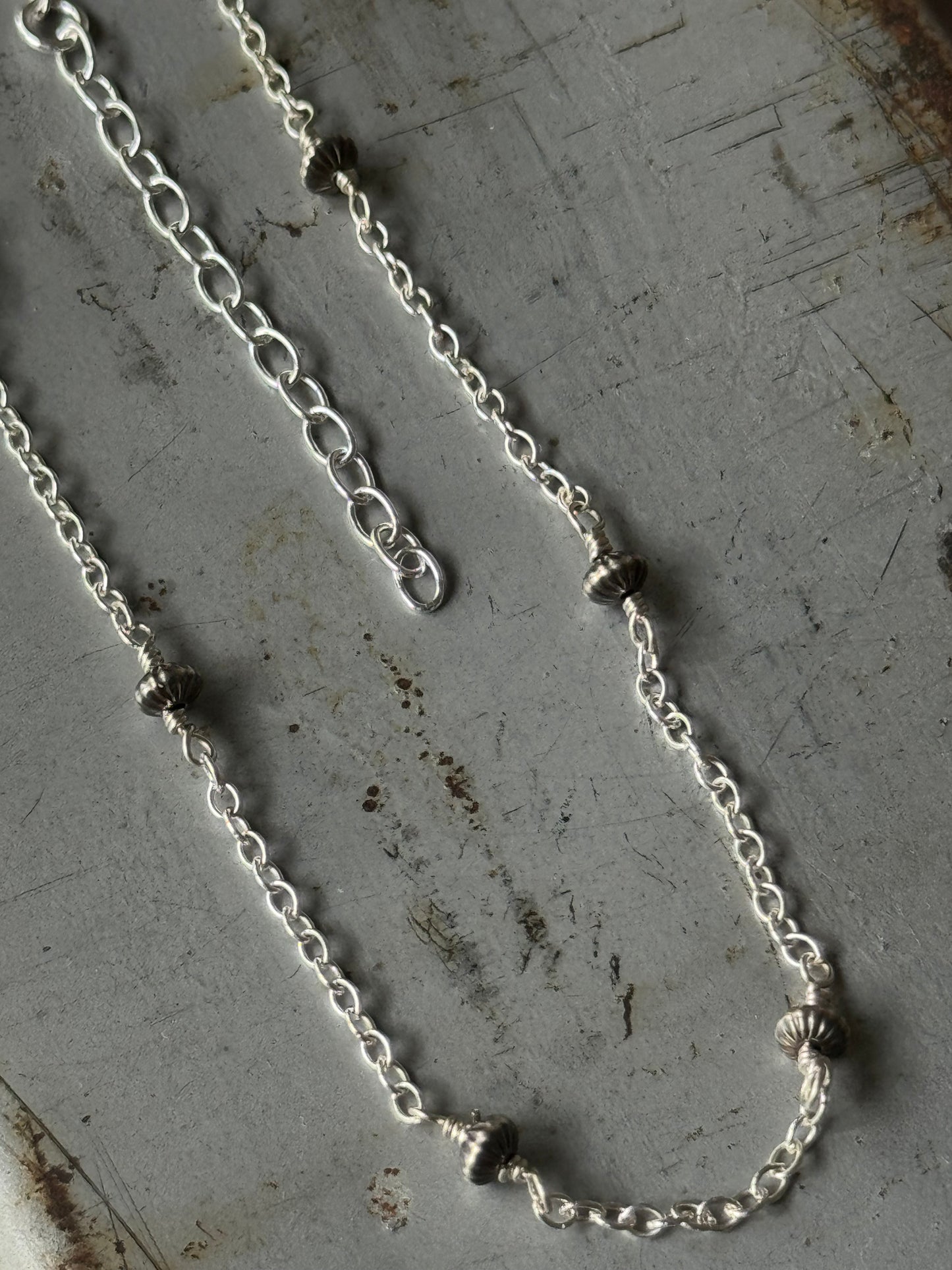 Hand wired sterling bead necklace only (pendant sold separately)