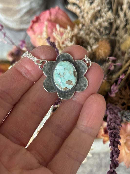 Blooming Dry Creek Turquoise sterling necklace