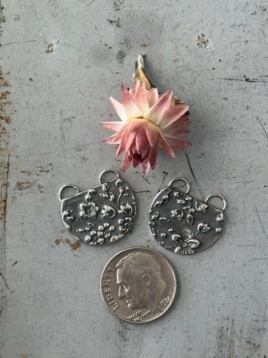 Sterling Silver flower connector pair