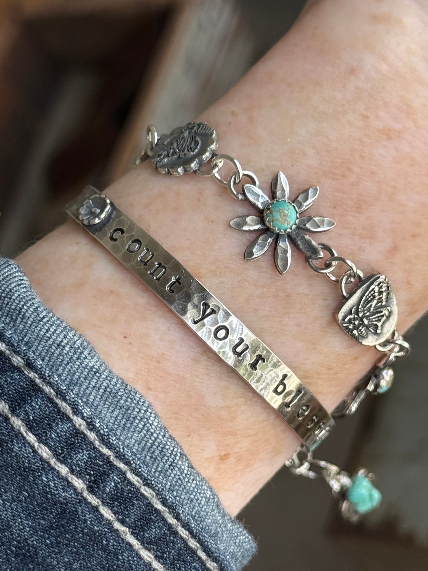 Count Your Blessings (Made To Order) Hand stamped Sterling Cuff