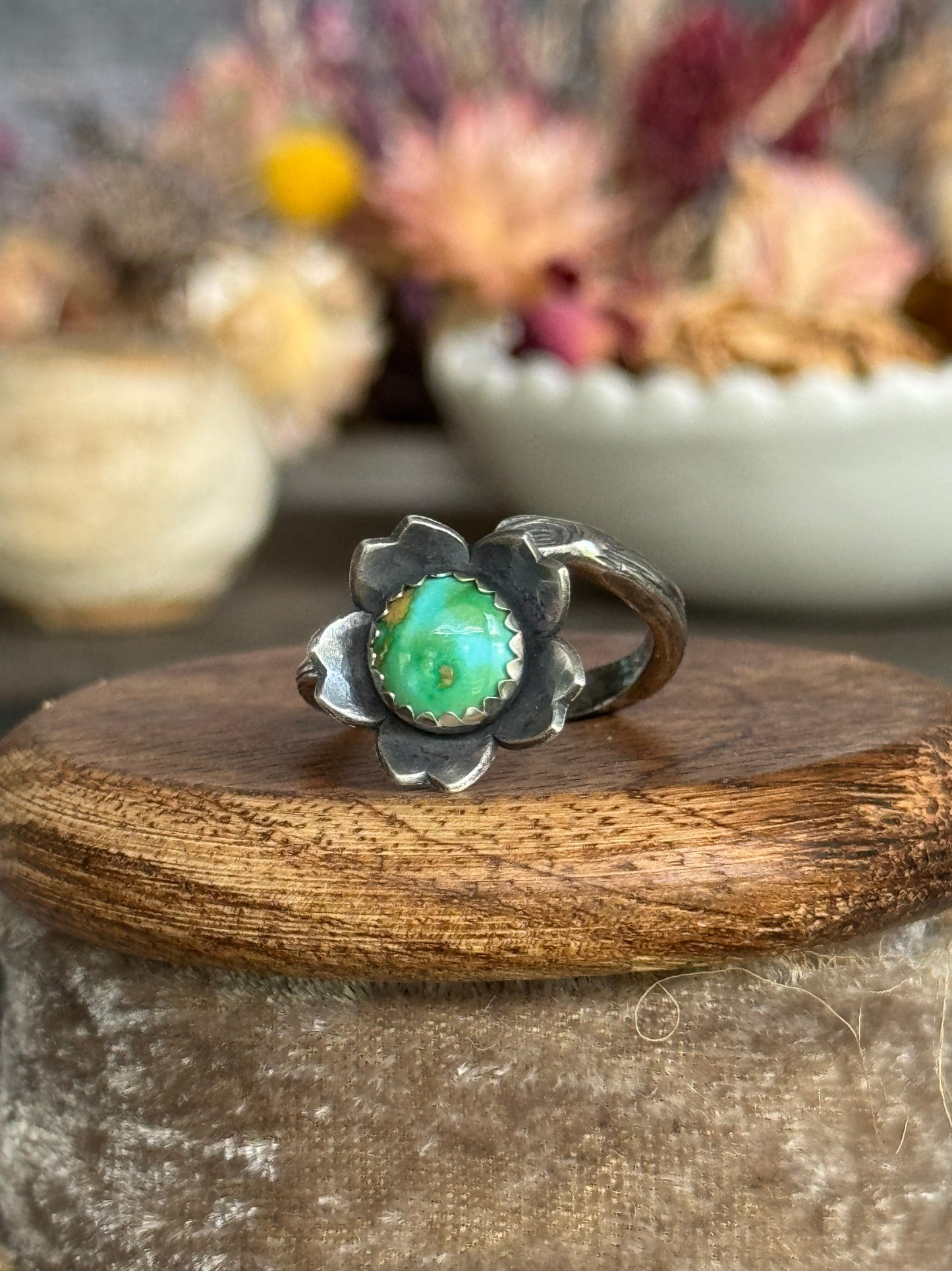 Twig wrap around sterling ring with Sonoran Gold Turquoise