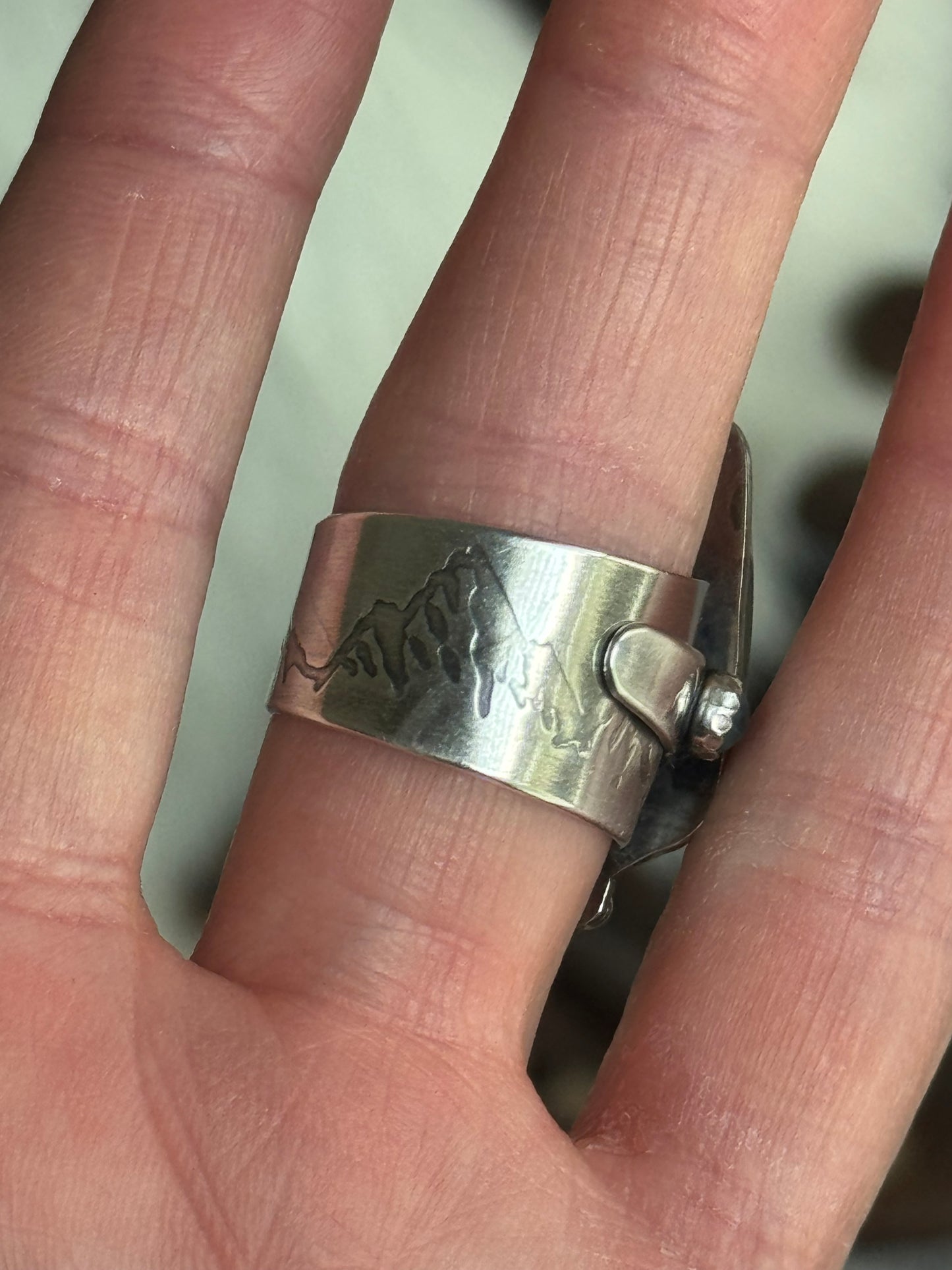 Polychrome Jasper Adjustable sterling mountain ring