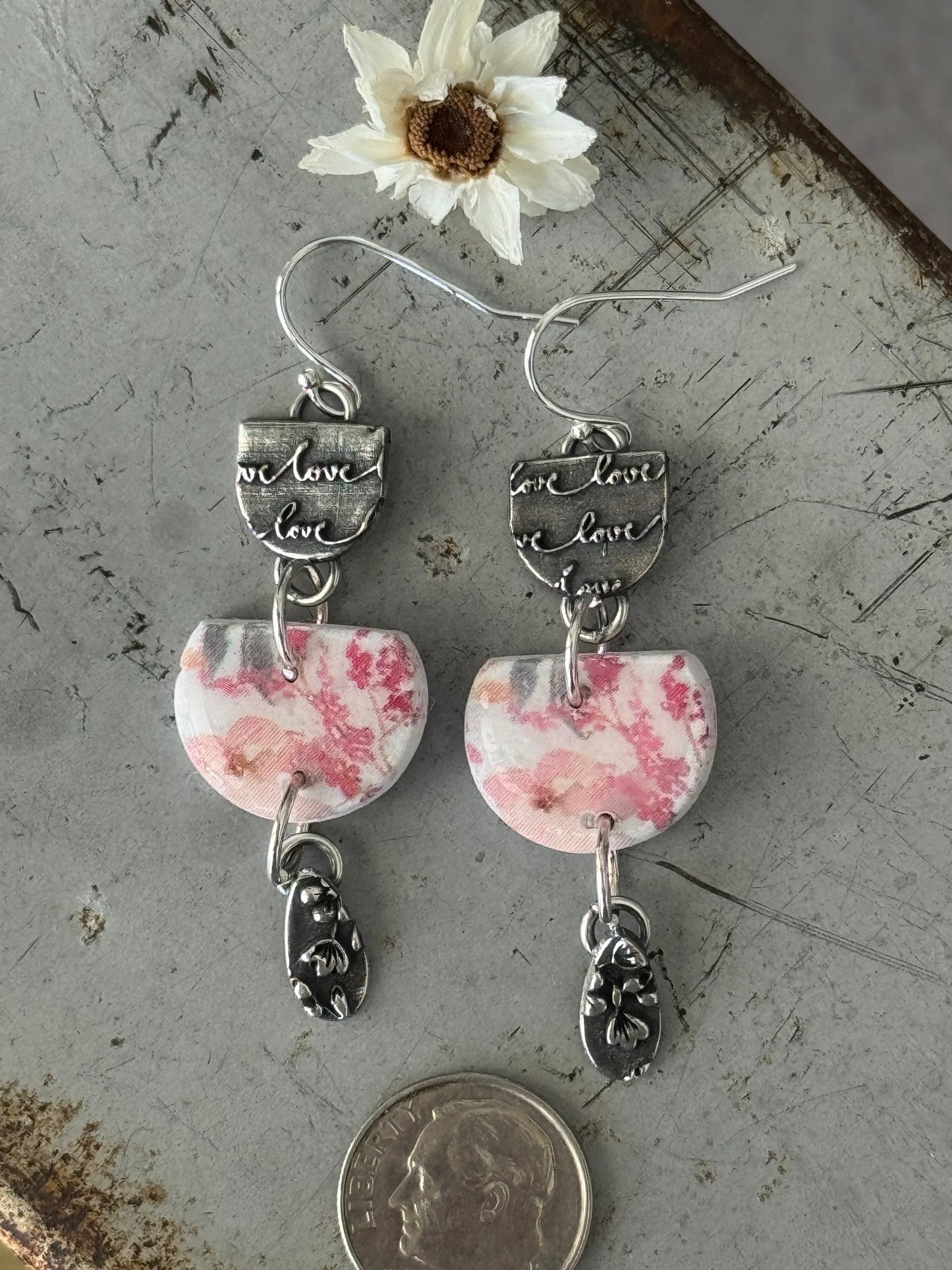 Love spring flower earrings