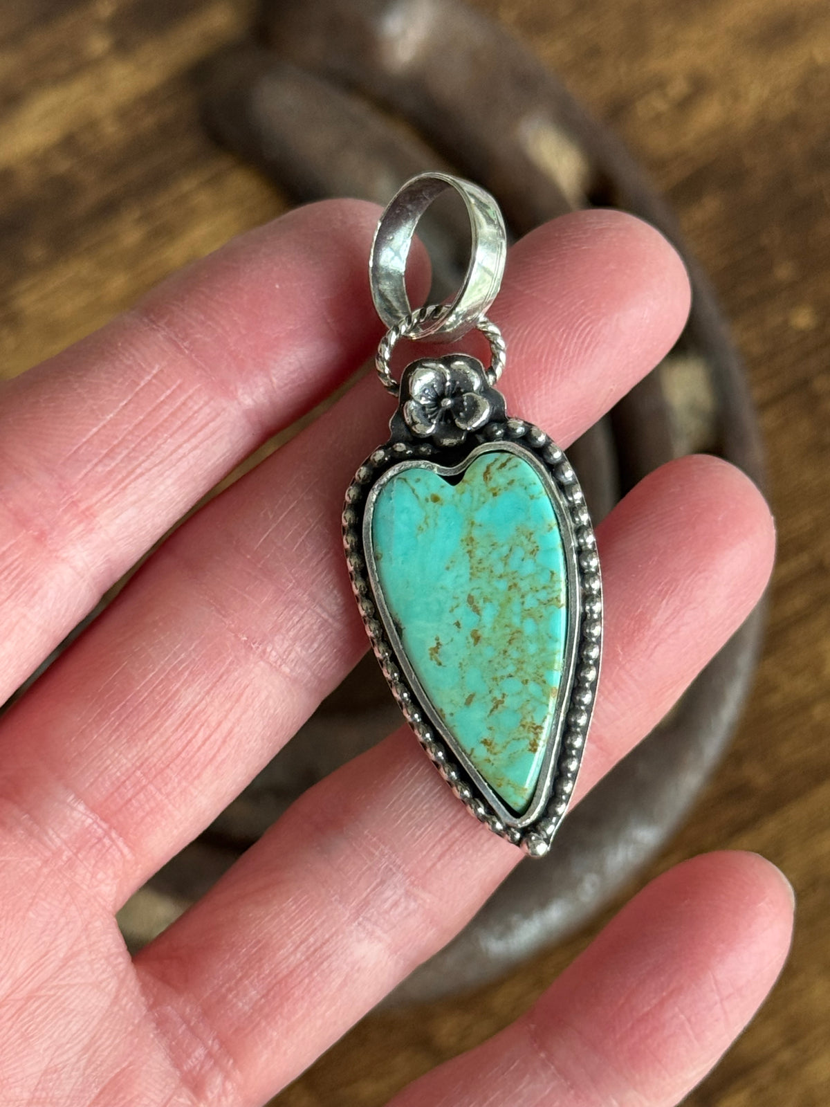 Kingman Turquoise sterling heart pendant