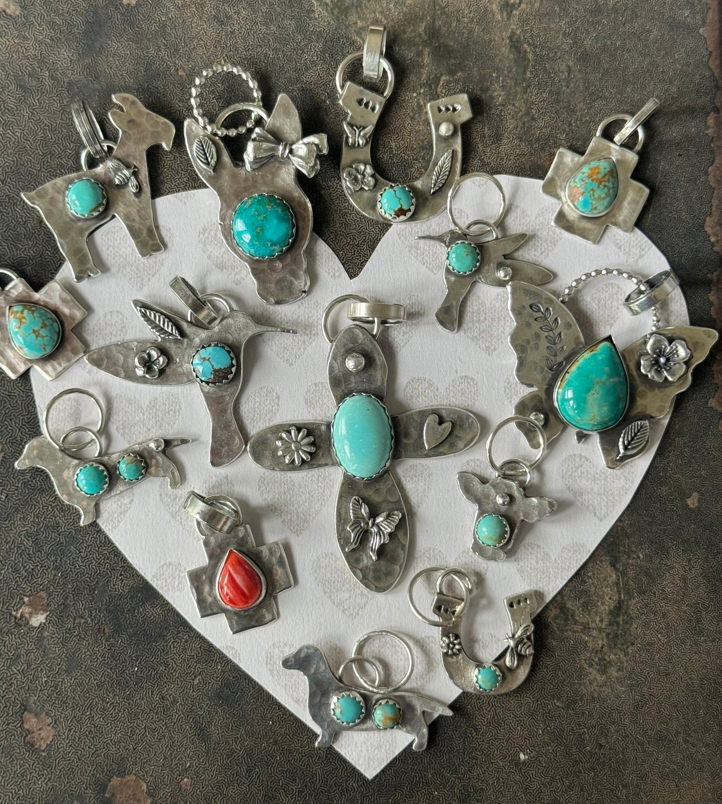 Dachshund sterling pendant with Kingman Turquoise