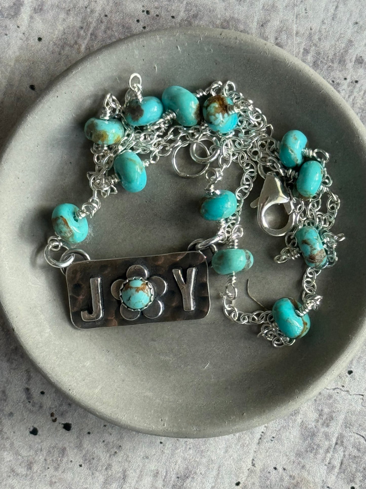 Kingman Turquoise sterling Joy necklace