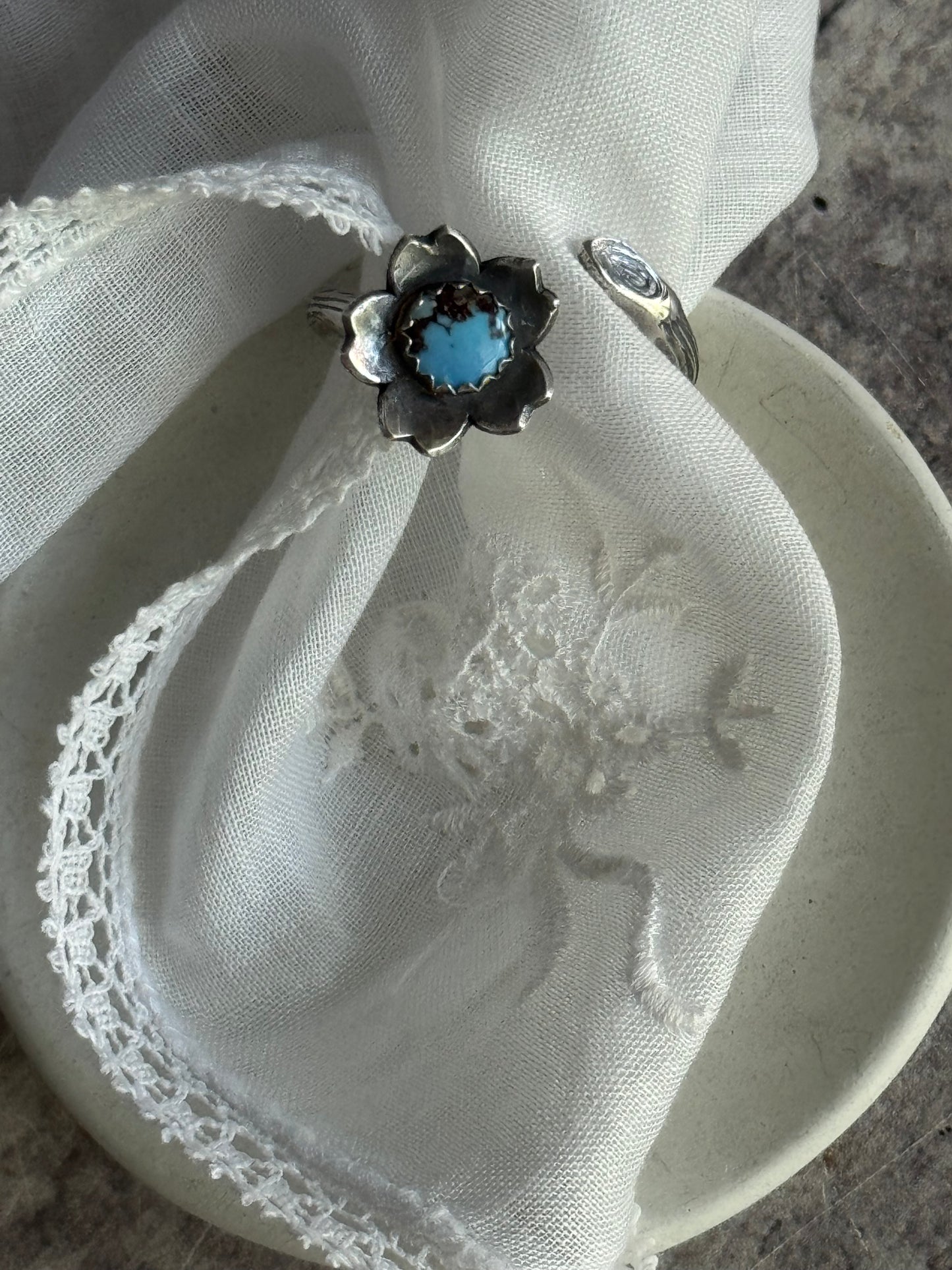 Twig wrap around sterling ring with Golden Hills Turquoise
