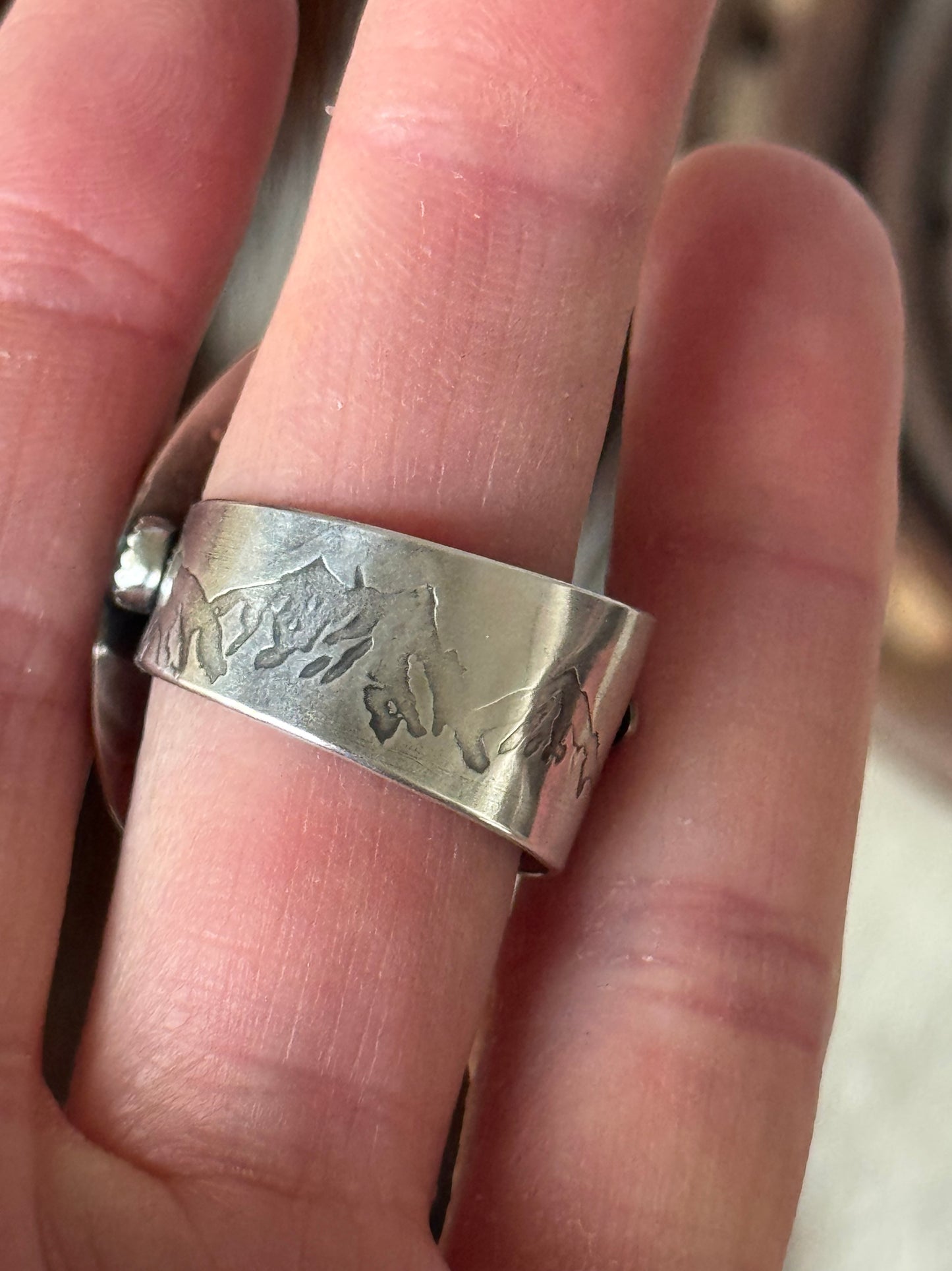 Polychrome Jasper Adjustable sterling mountain ring